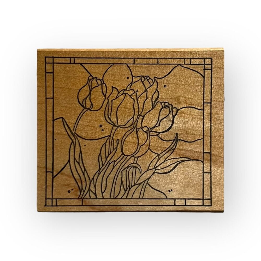 The Stamp Pad Company Stained Glass Tulips Wood & Rubber Stamp